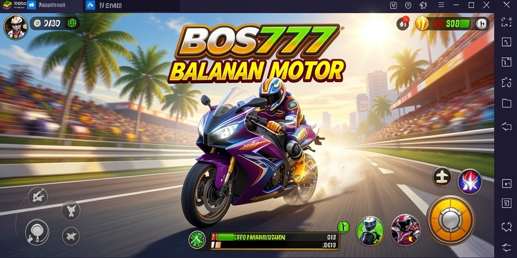 Screenshot utama BOS777 yang menunjukkan aksi balapan motor yang mendebarkan.