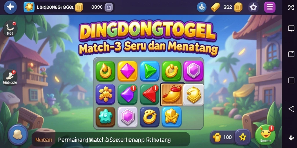 Tampilan gameplay menarik dalam DINGDONGTOGEL yang menampilkan pencocokan item.