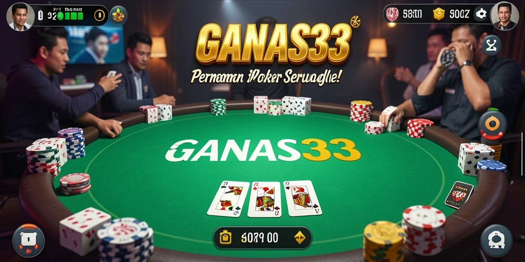 Tampilan layar utama GANAS33 dengan pemain sedang bermain Poker.
