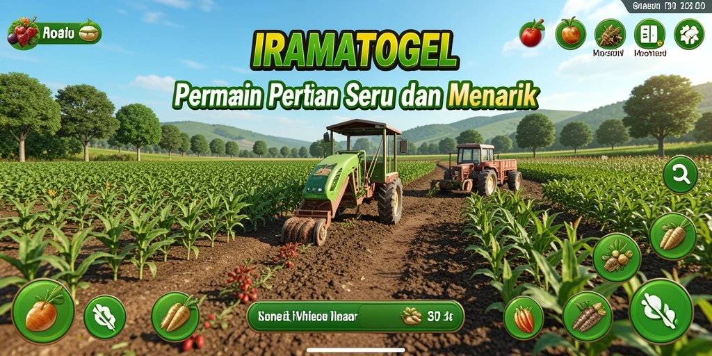 Tampilan gameplay <strong>IRAMATOGEL</strong> yang menampilkan kebun yang subur.