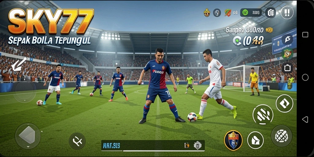 Tampilan gameplay menarik dari SKY77 dengan aksi sepak bola yang intens.