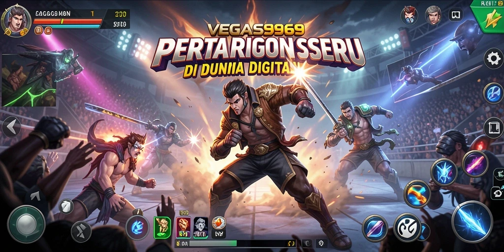 Tampilan gameplay pertarungan yang dinamis dan penuh aksi di VEGAS969.