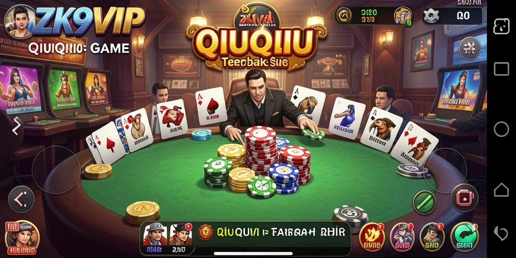 Screenshot menampilkan momen seru dalam permainan QiuQiu di ZK9VIP.